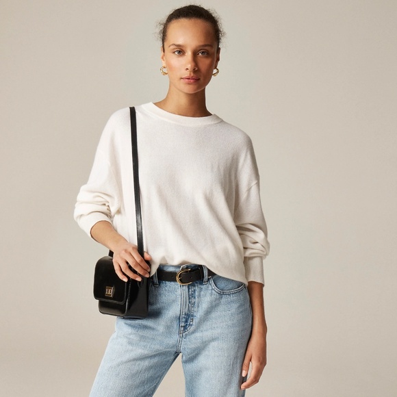 New JCREW Size XXS Cashmere Relaxed Crewneck Sweater in Snow $198 CB905 - Picture 1 of 5